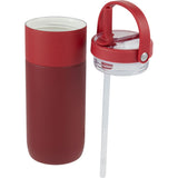 Roots 20 oz Ceramic Lined Travel Tumbler with Straw — Red (RD) — blank detail view — 7