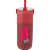 Roots 20 oz Ceramic Lined Travel Tumbler with Straw — Red (RD) — decorated front view — 2