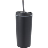 Santino 16 oz Recycled Tumbler with Dual Function Lid — Black (BK) — blank left angle — 51