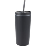 Santino 16 oz Recycled Tumbler with Dual Function Lid — Black (BK) — blank right angle — 50