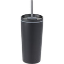 Santino 16 oz Recycled Tumbler with Dual Function Lid — Black (BK) — blank back view