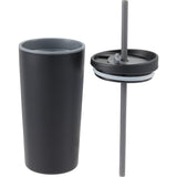 Santino 16 oz Recycled Tumbler with Dual Function Lid — Black (BK) — blank detail view — 48