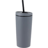 Santino 16 oz Recycled Tumbler with Dual Function Lid — Charcoal (CH) — blank left angle — 21