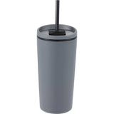 Santino 16 oz Recycled Tumbler with Dual Function Lid — Charcoal (CH) — blank back view — 19