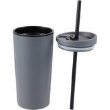 Santino 16 oz Recycled Tumbler with Dual Function Lid — Charcoal (CH) — blank detail view — 18