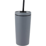 Santino 16 oz Recycled Tumbler with Dual Function Lid — Charcoal (CH) — blank front view — 13