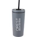 Santino 16 oz Recycled Tumbler with Dual Function Lid — Charcoal (CH) — decorated front view