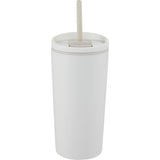 Santino 16 oz Recycled Tumbler with Dual Function Lid — Cream (CR) — blank back view — 39