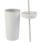 Santino 16 oz Recycled Tumbler with Dual Function Lid — Cream (CR) — blank detail view — 38