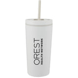 Santino 16 oz Recycled Tumbler with Dual Function Lid — Cream (CR) — decorated front view — 32