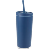 Santino 16 oz Recycled Tumbler with Dual Function Lid — Navy (NY) — blank left angle — 11