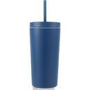 Santino 16 oz Recycled Tumbler with Dual Function Lid — Navy (NY) — blank front view