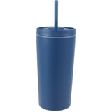 Santino 16 oz Recycled Tumbler with Dual Function Lid — Navy (NY) — blank front view — 3