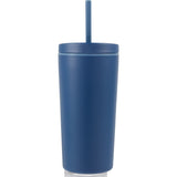 Santino 16 oz Recycled Tumbler with Dual Function Lid — Navy (NY) — blank front view — 4