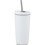 Santino 16 oz Recycled Tumbler with Dual Function Lid — White (WH) — blank left angle — 61