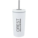 Santino 16 oz Recycled Tumbler with Dual Function Lid — White (WH) — decorated front view