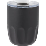 Olla 10 oz Vacuum Coffee Cup with Ceramic Liner — Black (BK) — blank back view — 44