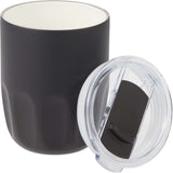 Olla 10 oz Vacuum Coffee Cup with Ceramic Liner — Black (BK) — blank detail view — 43