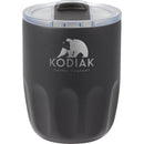 Olla 10 oz Vacuum Coffee Cup with Ceramic Liner — Black (BK) — decorated front view