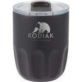 Olla 10 oz Vacuum Coffee Cup with Ceramic Liner — Black (BK) — decorated front view — 38