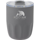Olla 10 oz Vacuum Coffee Cup with Ceramic Liner — Charcoal (CH) — decorated front view