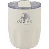 Olla 10 oz Vacuum Coffee Cup with Ceramic Liner — Cream (CR) — decorated front view — 29