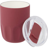 Olla 10 oz Vacuum Coffee Cup with Ceramic Liner — Maroon (MR) — blank detail view — 16