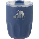 Olla 10 oz Vacuum Coffee Cup with Ceramic Liner — Navy (NY) — decorated front view — 76