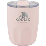 Olla 10 oz Vacuum Coffee Cup with Ceramic Liner — Pink (PK) — decorated front view — 47