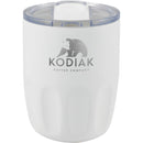 Olla 10 oz Vacuum Coffee Cup with Ceramic Liner — White (WH) — decorated front view