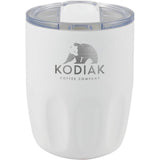 Olla 10 oz Vacuum Coffee Cup with Ceramic Liner — White (WH) — decorated front view — 56