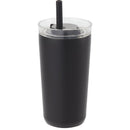 Nina 18 oz Leakproof Twist & Lock Vacuum Tumbler with Straw — Black (BK) — blank left angle