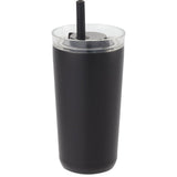 Nina 18 oz Leakproof Twist & Lock Vacuum Tumbler with Straw — Black (BK) — blank left angle — 51