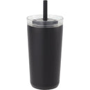 Nina 18 oz Leakproof Twist & Lock Vacuum Tumbler with Straw — Black (BK) — blank back view