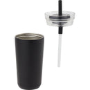 Nina 18 oz Leakproof Twist & Lock Vacuum Tumbler with Straw — Black (BK) — blank detail view