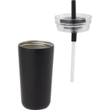 Nina 18 oz Leakproof Twist & Lock Vacuum Tumbler with Straw — Black (BK) — blank detail view — 48