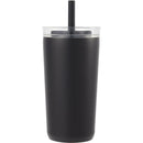 Nina 18 oz Leakproof Twist & Lock Vacuum Tumbler with Straw — Black (BK) — blank front view