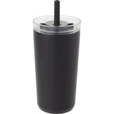 Nina 18 oz Leakproof Twist & Lock Vacuum Tumbler with Straw — Black (BK) — blank front view — 43