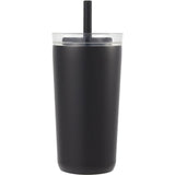 Nina 18 oz Leakproof Twist & Lock Vacuum Tumbler with Straw — Black (BK) — blank front view — 44