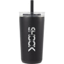 Nina 18 oz Leakproof Twist & Lock Vacuum Tumbler with Straw — Black (BK) — decorated front view