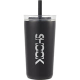 Nina 18 oz Leakproof Twist & Lock Vacuum Tumbler with Straw — Black (BK) — decorated front view — 42