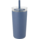 Nina 18 oz Leakproof Twist & Lock Vacuum Tumbler with Straw — Midnight Blue — blank back view