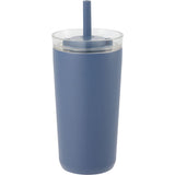 Nina 18 oz Leakproof Twist & Lock Vacuum Tumbler with Straw — Midnight Blue — blank back view — 9
