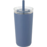 Nina 18 oz Leakproof Twist & Lock Vacuum Tumbler with Straw — Midnight Blue — blank front view — 3