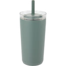 Nina 18 oz Leakproof Twist & Lock Vacuum Tumbler with Straw — Sage (SG) — blank back view