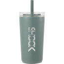 Nina 18 oz Leakproof Twist & Lock Vacuum Tumbler with Straw — Sage (SG) — decorated front view