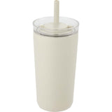 Nina 18 oz Leakproof Twist & Lock Vacuum Tumbler with Straw — Taupe (TP) — blank back view — 29