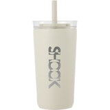 Nina 18 oz Leakproof Twist & Lock Vacuum Tumbler with Straw — Taupe (TP) — decorated front view — 22