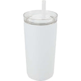 Nina 18 oz Leakproof Twist & Lock Vacuum Tumbler with Straw — White (WH) — blank right angle — 20