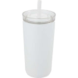 Nina 18 oz Leakproof Twist & Lock Vacuum Tumbler with Straw — White (WH) — blank front view — 13